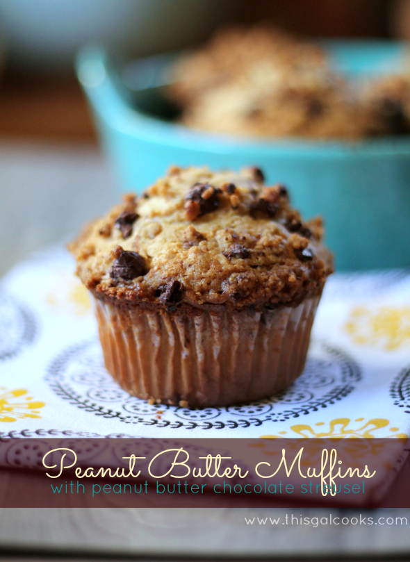 Peanut Butter Muffins with Peanut Butter Chocolate Streusel from www.thisgalcooks.com
