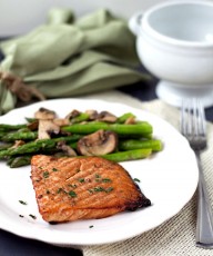 Teriyaki Salmon with Sesame Asparagus. Healthy and super simple to make! From www.thisgalcooks.com