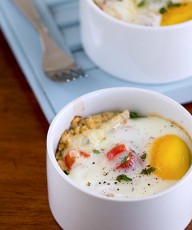 Baked Eggs with Quinoa and Fresh Salsa - This Gal Cooks. A fresh, healthy breakfast option. Packed with protein, veggies and grains.
