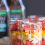 On the Go Fresh Fruit Salad and Lipton Pure Life Tea on This Gal Cooks #healthysnacking #fruit #recipes