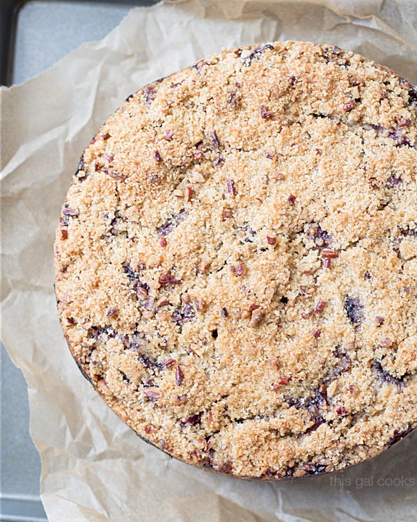 Blueberry Sour Cream Coffee Cake on This Gal Cooks
