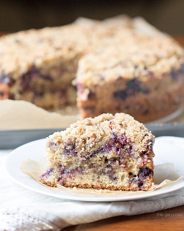 Blueberry Sour Cream Coffee Cake on This Gal Cooks