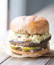 Portobello Burger with Chipotle Avocado Slaw