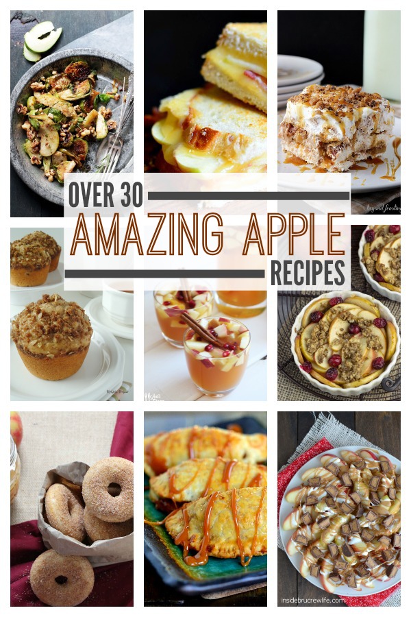 Enjoy these collection of apple recipes - perfect for fall. Over 30 Amazing Apple Recipes. This Gal Cooks for Cooking on the Front Burner.