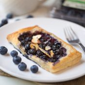 blueberry, brie and almont tarts