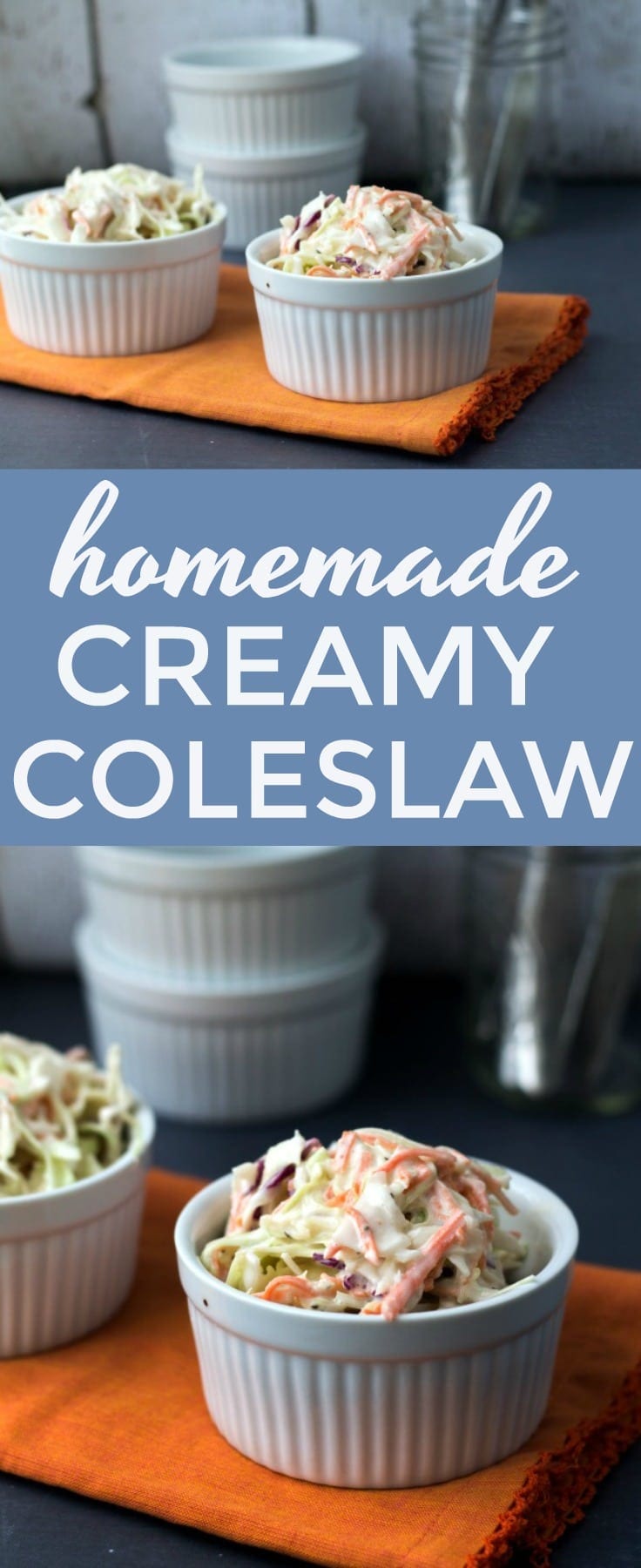 Homemade Creamy Coleslaw. This BOLD flavorful #coleslaw is my favorite #sidedish for #bbq dinners!