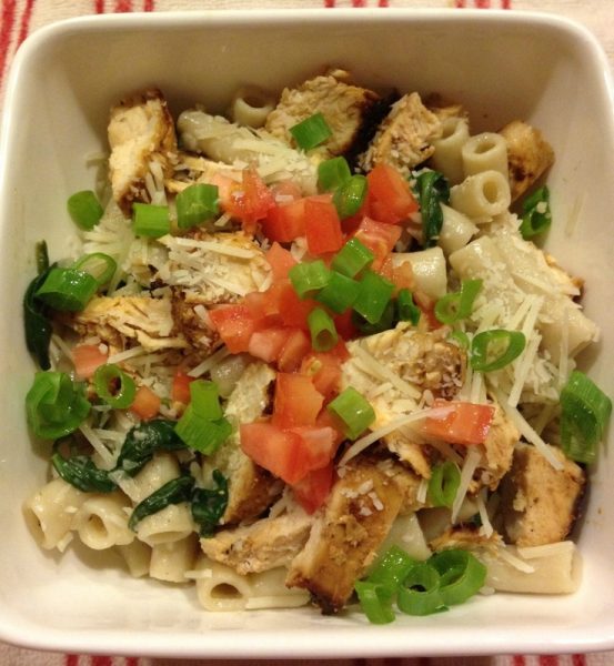 Creamy Spinach, Mushroom and Chicken Pasta from www.thisgalcooks.com