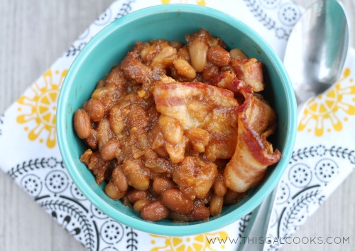 BBQ Baked Beans from www.thisgalcooks.com wm