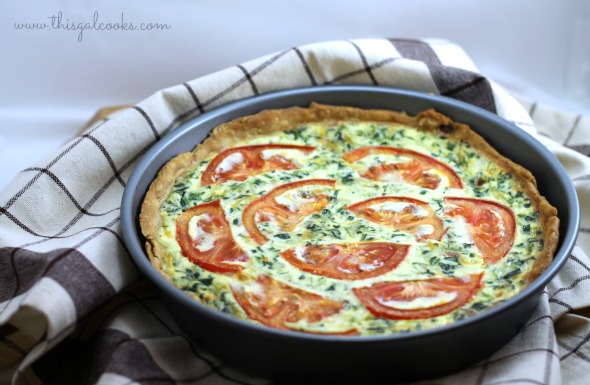 Tomato Bacon and Spinach Quiche - This Gal Cooks