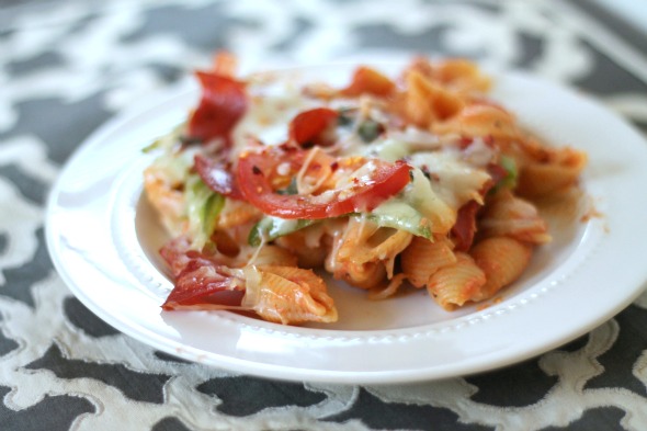 Cheesy Pizza Pasta Casserole - www.thisgalcooks.com