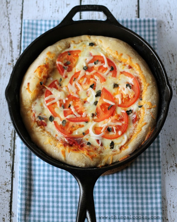 Deep Dish Beer Crust Pizza - This Gal Cooks #pizza #castiron #beercrust