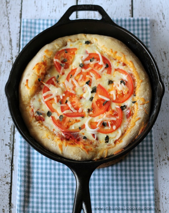 Deep Dish Beer Crust Pizza - This Gal Cooks #pizza #castiron #beercrust
