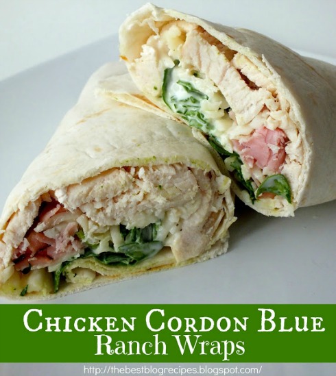 Chicken Cordon Blue Ranch Wraps recipe from {The Best Blog Recipes}