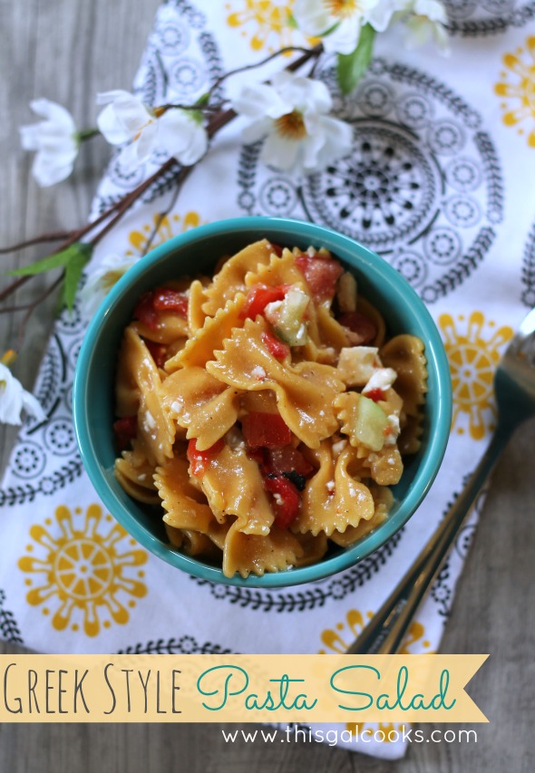 Greek Style Pasta Salad - This Gal Cooks