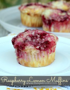 Raspberry Lemon Muffins - This Gal Cooks. These sweet little muffins are made with lemon Greek yogurt and frozen raspberries! #breakfast