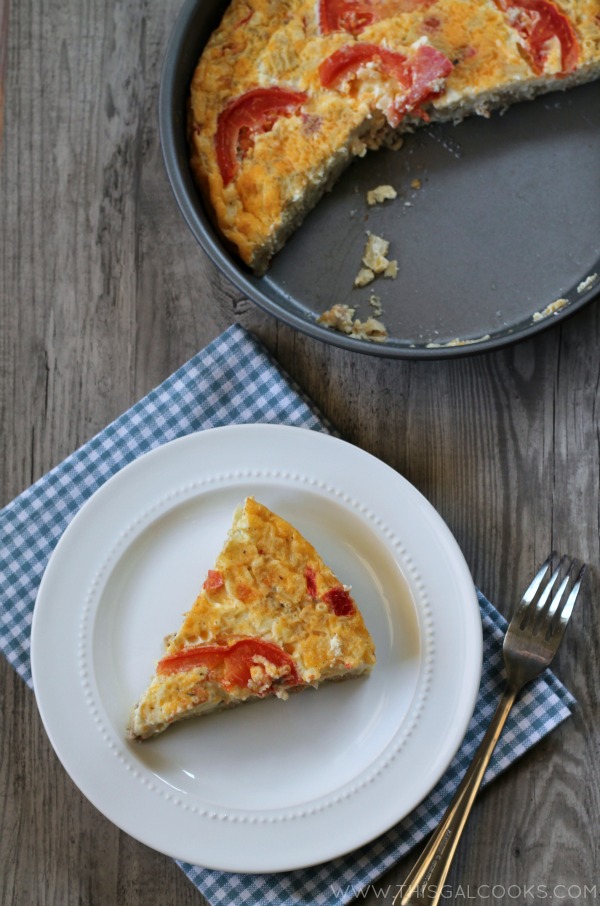 Crustless Sausage & Veggie Quiche from www.thisgalcooks.com #crustless #quiche #lowcarb WM