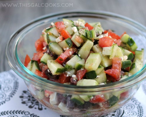 Greek Cucumber & Tomato Salad from www.thisgalcooks.com 2WM