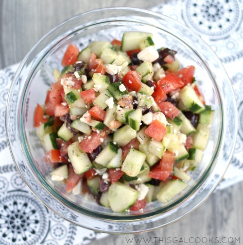 Greek Cucumber & Tomato Salad from www.thisgalcooks.com 3WM