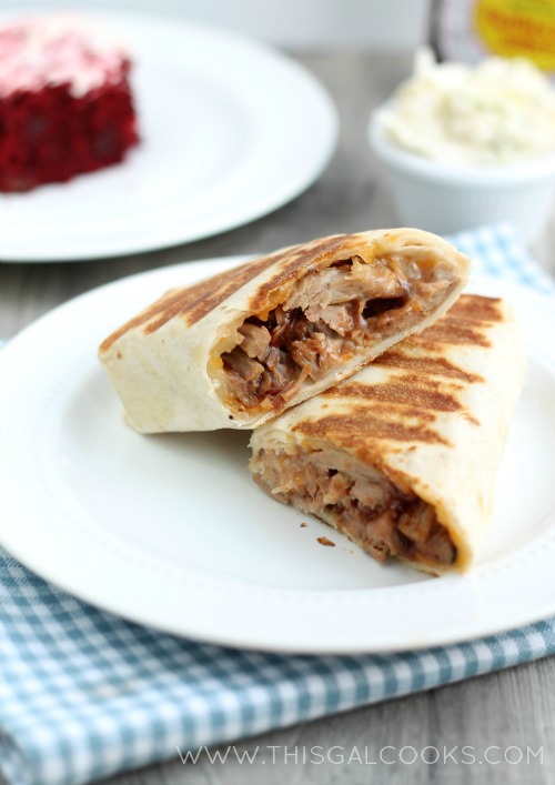 Hot BBQ Pork Ranch Wraps from www.thisgalcooks.com #bbqrecipes #wraps WM