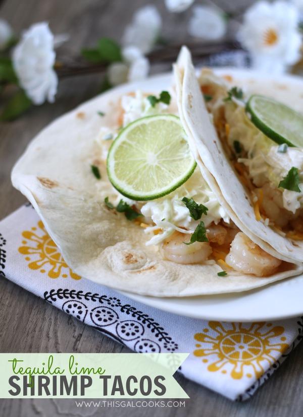 Tequila Lime Shrimp Tacos - This Gal Cooks #tacos #seafood #grilling