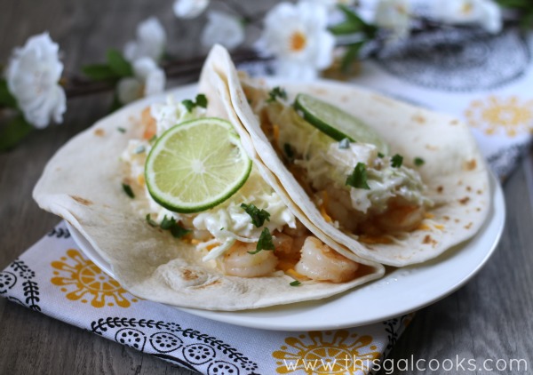 Tequila Lime Shrimp Tacos from www.thisgalcooks.com #shrimp #tequila #tacos wm