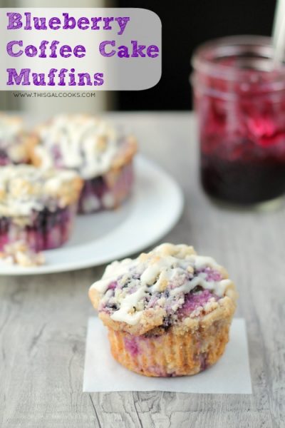 Blueberry Coffee Cake Muffins from www.thisgalcooks.com #blueberries #muffins wm