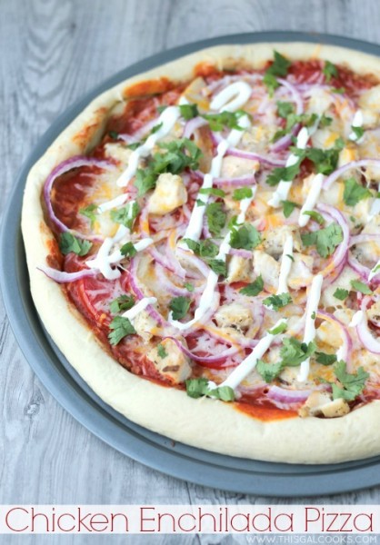 Chicken Enchilada Pizza from www.thisgalcooks.com #tysongrilled&ready 4WM