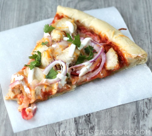 Chicken Enchilada Pizza from www.thisgalcooks.com #tysongrilled&ready 6WM