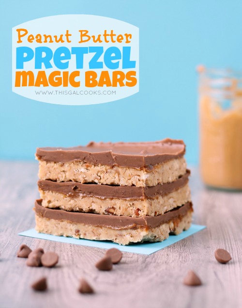Peanut Butter Pretzel Magic Bars from www.thisgalcooks.com #peanutbutter #pretzelrecipes #bars 4WM