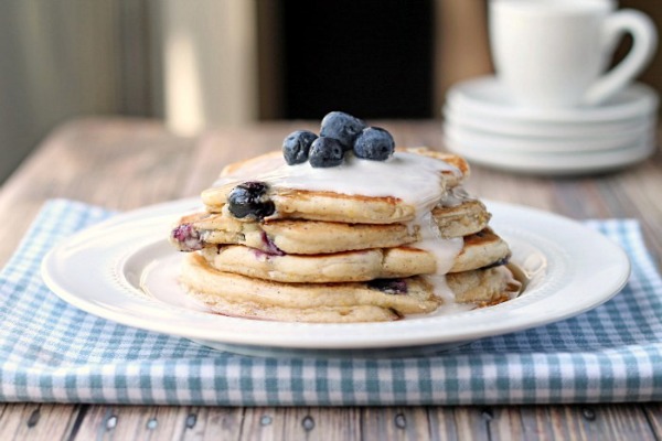 Blueberry Coconut Pancakes. These delicious pancakes use coconut milk rather than dairy milk. Don't you just want to bite into them? From This Gal Cooks