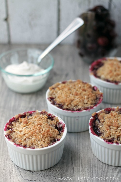 Cherry Crisp from www.thisgalcooks.com #cherryrecipes #fruitcrisp #vegan 5 WM