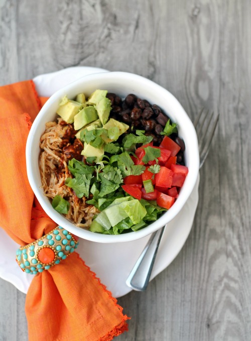 Crockpot Chicken Enchilada Rice Bowls