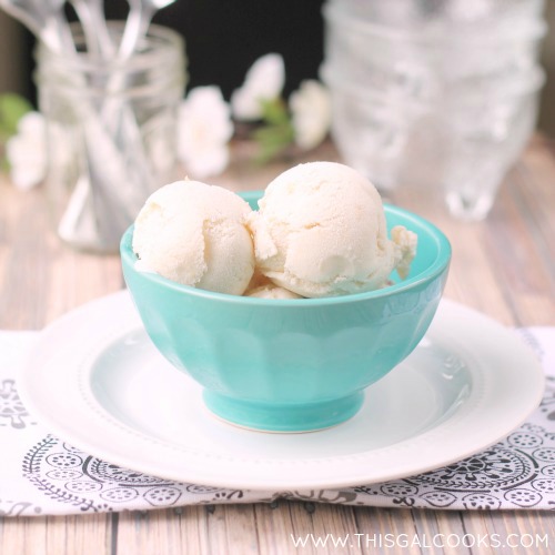 Vanilla Peach Ice Cream {Dairy Free} from www.thisgalcooks WM2