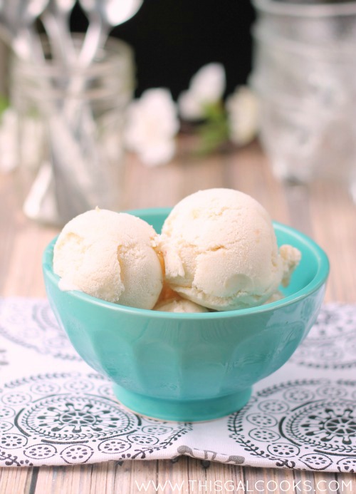 Vanilla Peach Ice Cream {Dairy Free} from www.thisgalcooks.com #icecream #dairyfree 4WM