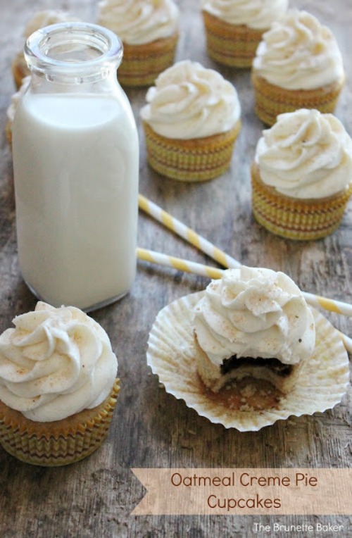 Oatmeal Cream Pie Cupcakes by The Brunette Baker