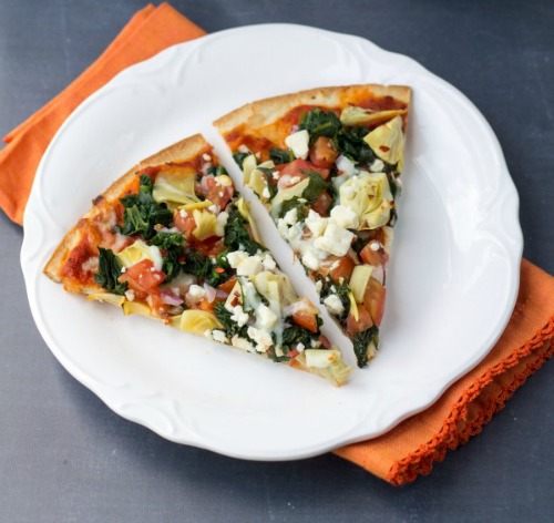 Tomato Spinach & Artichoke Pizza