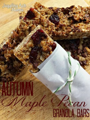 Autumn Maple Pecan Granola Bars from Juggling Act Mama