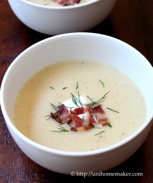 Potato Leek Soup with Dill and Bacon by Uni Homemaker