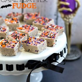 Halloween Cake Batter Fudge from www.thisgalcooks.com #fudge #halloween #cakebatter