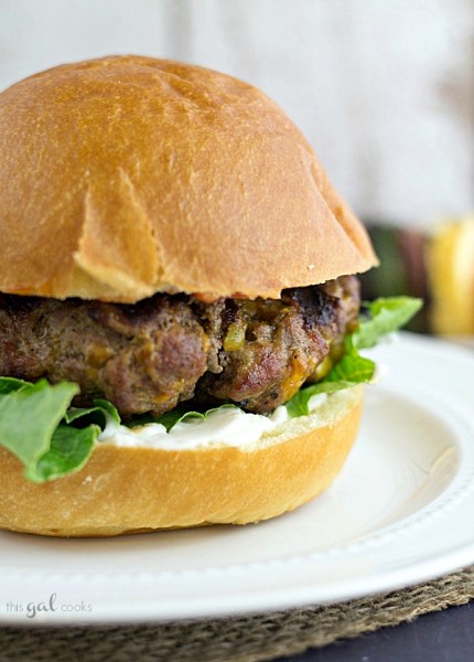 Jalapeno Cheddar Burgers from www.thisgalcooks.com #jalapeno #cheddar #burgers