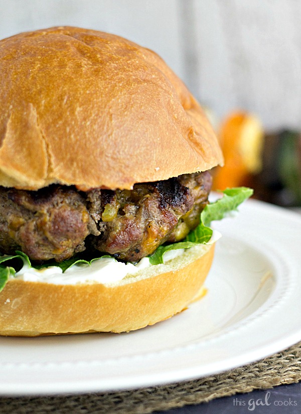 Jalapeno Cheddar Burgers from www.thisgalcooks.com #jalapeno #cheddar #burgers