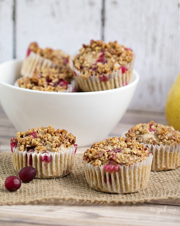 Cranberry Muffins with Rum Pecan Streusel