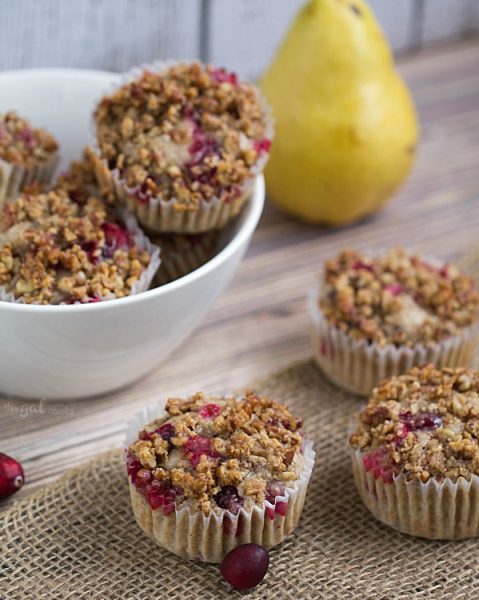 Cranberry Muffins with Rum Pecan Streusel
