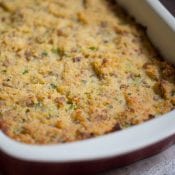 The best homemade cornbread dressing you'll ever try! Made with my homemade cast iron buttermilk cornbread, fresh herbs and Italian turkey sausage.