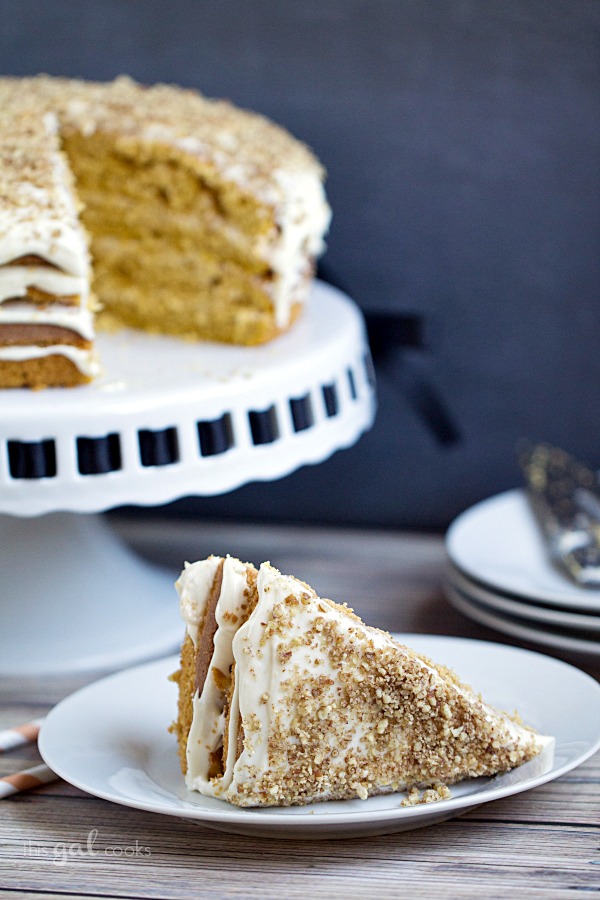 Pumpkin Spice Cake with Maple Bourbon Frosting