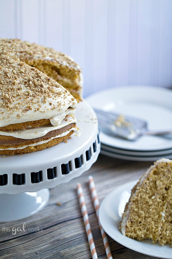 Pumpkin Spice Cake with Maple Bourbon Frosting