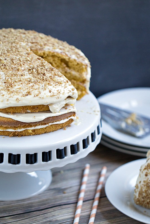 Pumpkin Spice Cake with Maple Bourbon Frosting