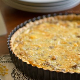 Sausage Egg and Cheese Quiche Tart from This Gal Cooks.