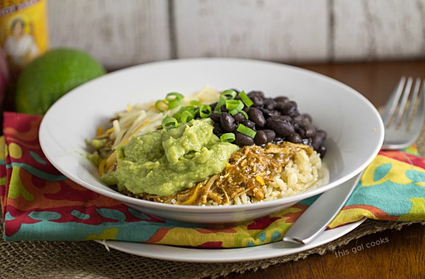 Crockpot Chicken Burrito Bowls - This Gal Cooks