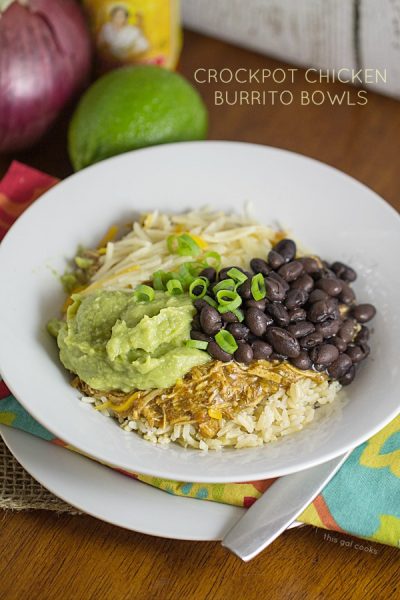 Crockpot Chicken Burrito Bowls - This Gal Cooks